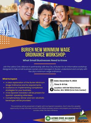 Burien New Minimum Wage Ordinance Workshop